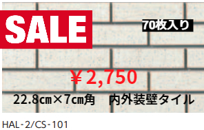 LIXIL　22.8㎝×7㎝角　内外装壁タイル　カサータ　（CS-101）